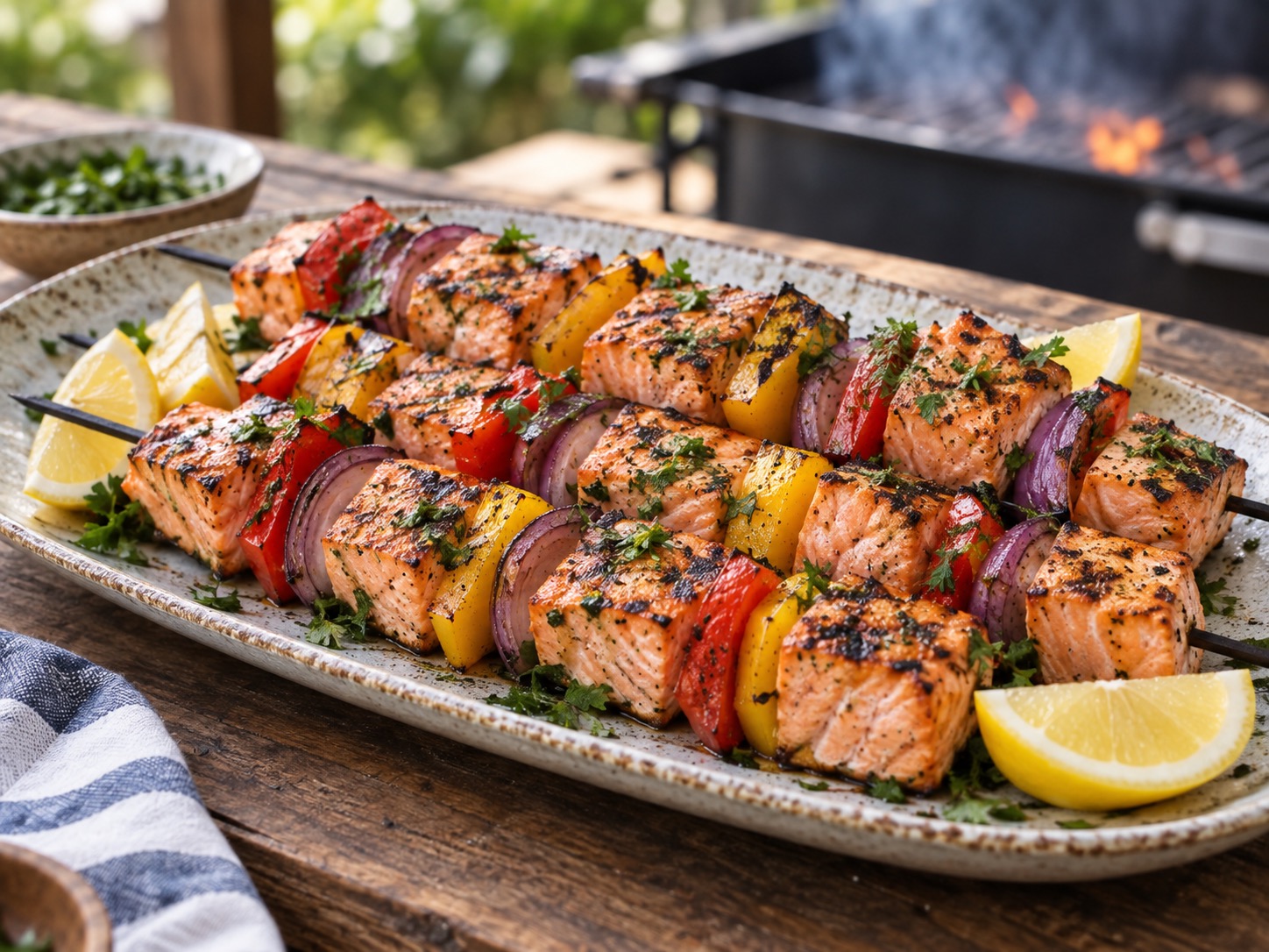 Grilled Salmon Kebabs