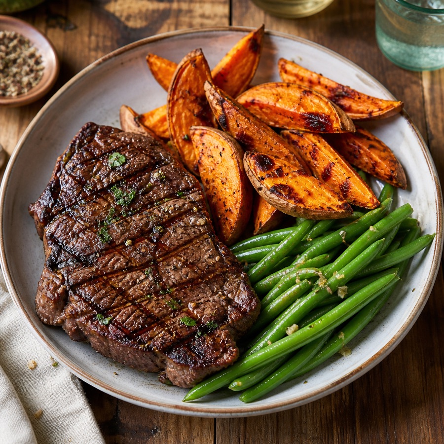 Grilled Steak and Sweet Potatoes