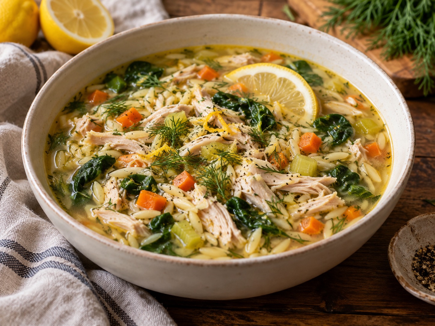 Lemon Chicken Orzo Soup