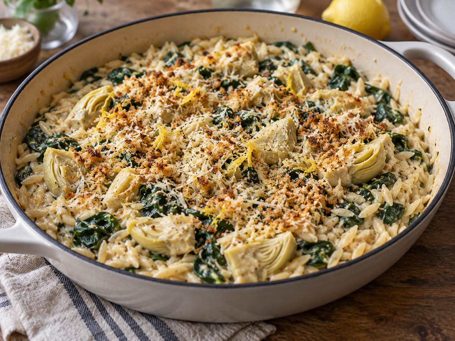 Spinach Artichoke Orzo